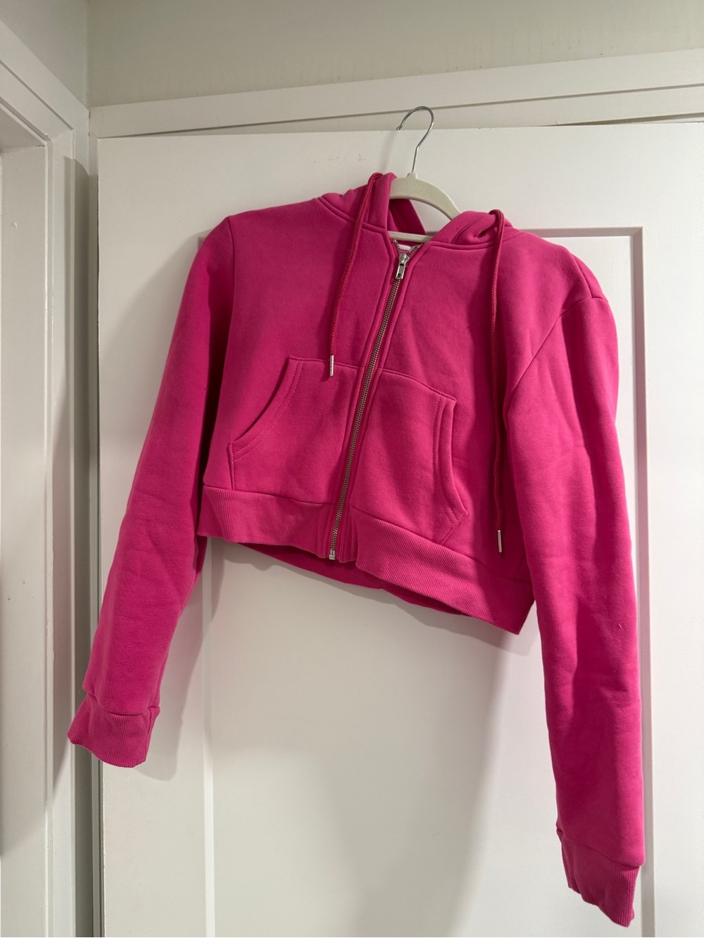 Strawberry Milk Mob Cropped Hot Pink Zip-Up Bomber Hoodie